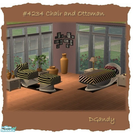 Sims 2 — 4234 Chair and Ottoman by Dgandy — Fabric is pulled from the bedding fabric files. Modified with SimPe to remove