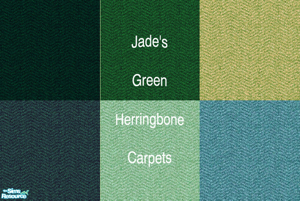 Sims 2 — Jade's Green Herringbone Carpet Set by Jade0229 — A set of six herringbone carpets in varying shades of green,