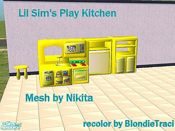 Sims 2 — Lil Sims Play Kitchen-Yellow by blondietraci069 — My lil sims just love this set so I decided to make a couple