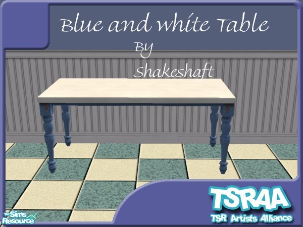 Sims 2 — Blue And White Table by TSR Archive — Blue and White Table, part of the Blue and White Starter Kitchen Set, all