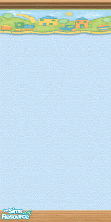 Sims 2 — Top Border with Wood by jeni — The Little Boy Blue Border with textured wall and light wood mouldings