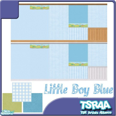 Sims 2 — 'Little Boy Blue'  Walls and Floors by jeni — Mix and Match Set of Stripes, Checks, Border and Textured