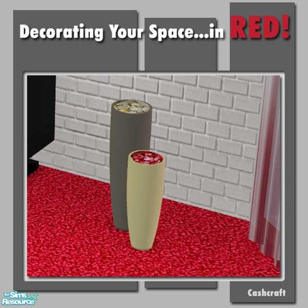 Sims 2 — Two Vases-- Your Space...in RED! by Cashcraft — A recolor of my "Decorating Your Space," livingroom