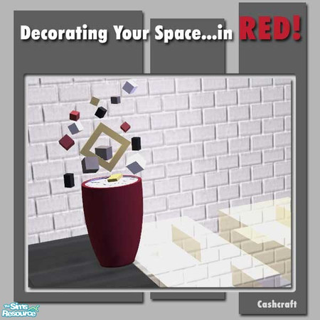 Sims 2 — DecoCube Art--Your Space...in RED! by Cashcraft — A recolor of my "Decorating Your Space," livingroom