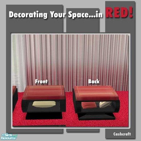 Sims 2 — Ottoman/Chair--Your Space...in RED! by Cashcraft — A recolor of my "Decorating Your Space," livingroom