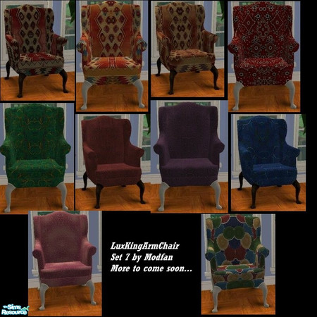Sims 2 — LuxKingArm Chair - Set 07 by Modfan by modfan — 10 Reprints of the Luxiary KingArm Chair. All reprints come in