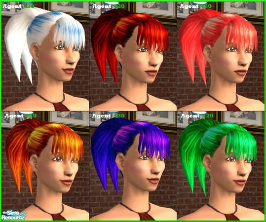Sims 2 — Psycho Pep Rally Hair by Agent420 — These new colors are for only the coolest girls. Young Adults/Adults pep