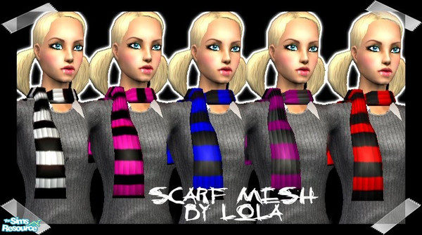 Sims 2 — Stripey Scarves by Lola — Set of stripey scarves.