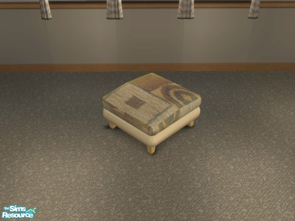 Sims 2 — Maxim Collection Ottoman by Crissie0721 — Solid camel colored fabric furniture with luxorious decorative throw