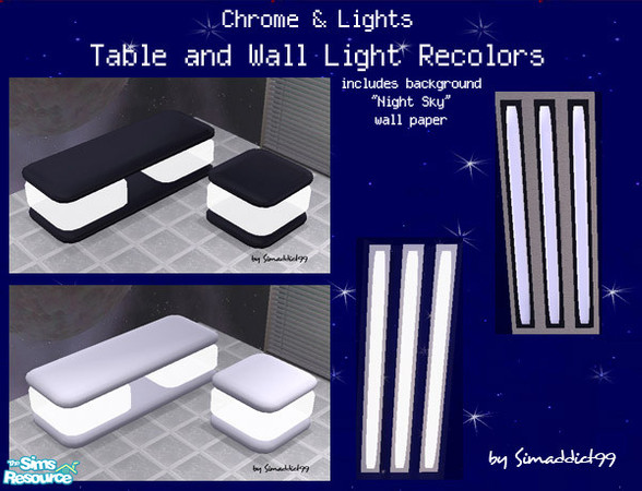 Sims 2 — C&L - Table & Wall Light Recolors by Simaddict99 — last recolors for the original "Chrome &