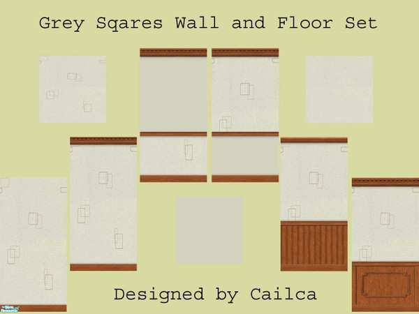 Sims 2 — Grey Squares by Cailca — A lovely wall and floor set,consisting of 6 walls and 3 floors. Ideal for use