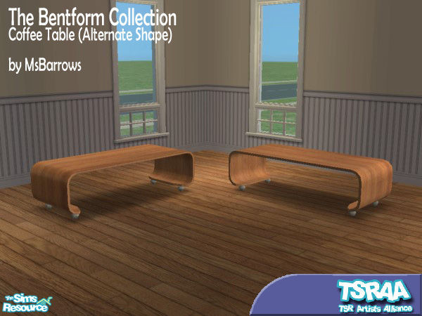 Sims 2 — Bentform Coffee Table II by MsBarrows — An alternate shape of the coffee table that\'s a better match for the