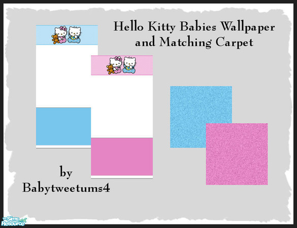 Sims 2 — Hello Kitty Babies Wallpaper and Carpet by babytweetums4 — This wall border has two cute little Hello Kitty