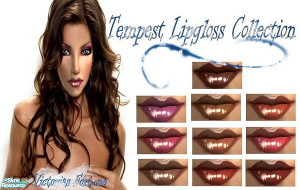 Sims 2 — VF Tempest Lipgloss Collection by fortunecookie1 — Just like the weather, these lipglosses are wild and fierce. 