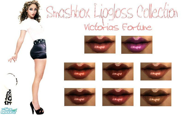 Sims 2 — VF Smashbox Lipgloss Collection by fortunecookie1 — Eight new colors with a creamy finish.