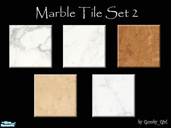Sims 2 — Marble Floor Tile Set 2 by Gumby_Girl — A set of five marble floor tiles in various colours. Perfect for