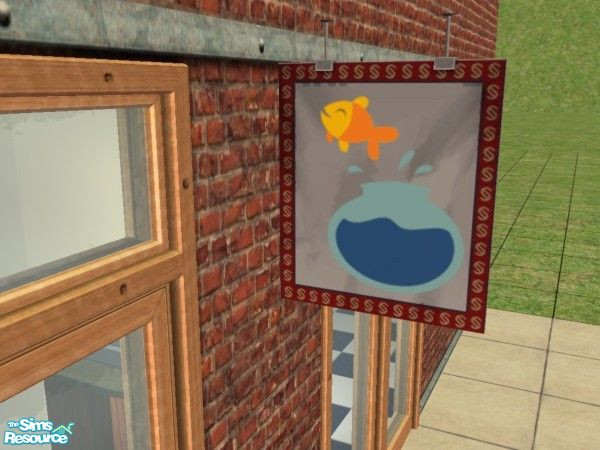 Sims 2 — Hanging Sign Set 3 - Goldfish Bowl by schweighsr — Tired of the same old shop signs? Well, there are plenty of