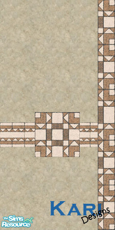 Sims 2 — Mid-tile Stucco with Right Border by kariminger — One of nine walls that match 3 Maxis tiles all found under the