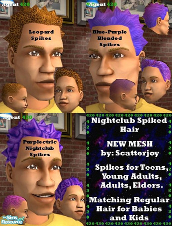 Sims 2 — Killer Nightclub Spiked Hair by Agent420 — (NEW MESH RECOLORS) Get ready for the Upcoming Nightlife with these