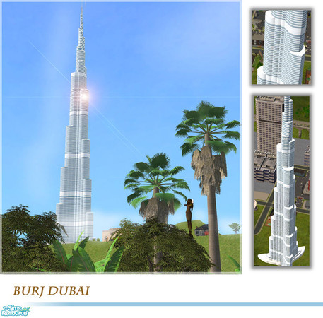 Sims 2 — Burj Dubai by senemm — A set of 4 different sized and colored Burj Dubai. - With a realistic view from lots!