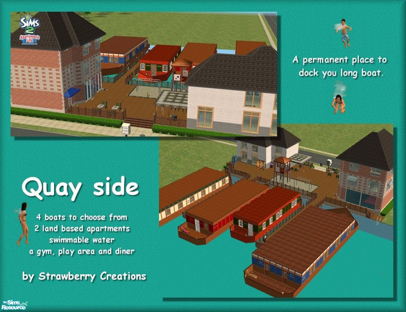 Sims 2 — Quay Side by Strawbz — A permanent place for you sims to dock their long boat and enjoy all the activities on