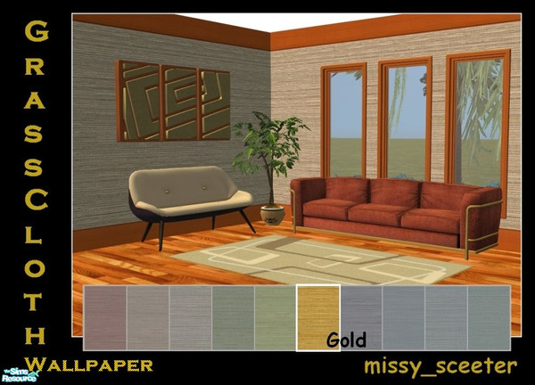 Sims 2 — Grasscloth Textured Wallpaper - GOLD by missy_sceeter — 