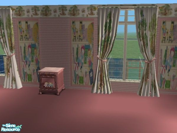 Sims 2 — Bears and Plaids nite stand by ead425 — set contains 2 wall, 1 floor, 15 items (door not shown) bath counter,