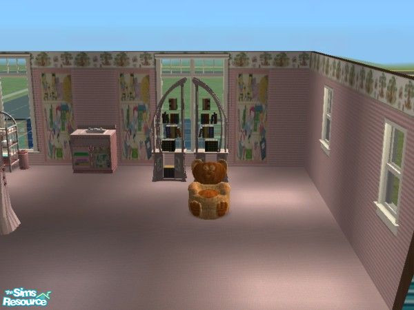 Sims 2 — Bears and Plaids bearly butts by ead425 — set contains 2 wall, 1 floor, 15 items (door not shown) bath counter,