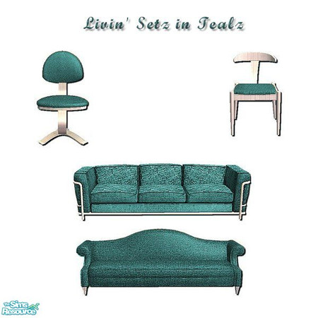 Sims 2 — Livin' Setz in Tealz by iwubu — Crisp, clean and cool colors for your living space or study. Made to go with the