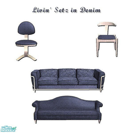 Sims 2 — Livin' Setz in Denim by iwubu — Crisp, clean and cool colors for your living space or study. Made to go with the