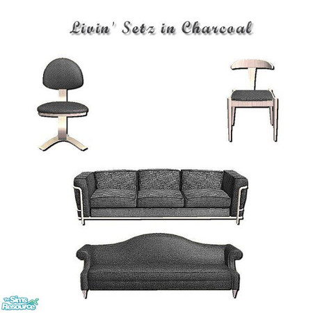 Sims 2 — Livin' Setz in Charcoal by iwubu — Crisp, clean and cool colors for your living space or study. Made to go with