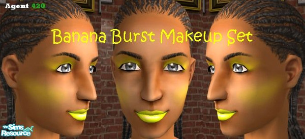 Sims 2 — Banana Burst Makeup Set by Agent420 — This set not only has the color, but also the smell and flavor of Bananas!
