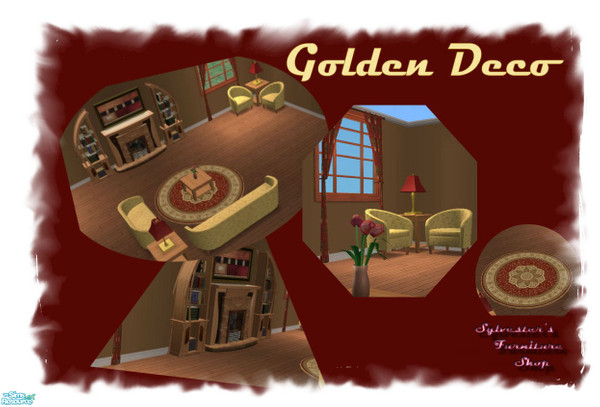Sims 2 — Golden Deco Living Room Set by younce135 — 