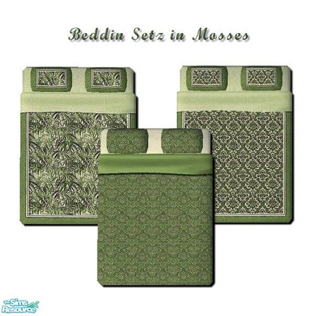 Sims 2 — Beddin' Setz in Mosses by iwubu — Three bright and detailed designs for your comforter collections. Each
