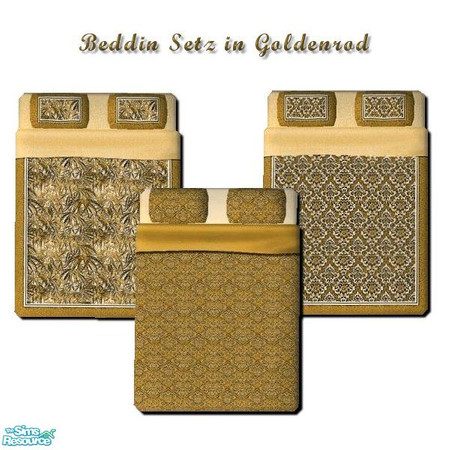 Sims 2 — Beddin' Setz in Goldenrod by iwubu — Three bright and detailed designs for your comforter collections. Each