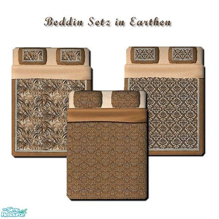 Sims 2 — Beddin' Setz in Earthen by iwubu — Three bright and detailed designs for your comforter collections. Each