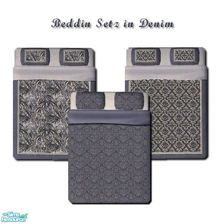 Sims 2 — Beddin' Setz in Denim by iwubu — Three bright and detailed designs for your comforter collections. Each
