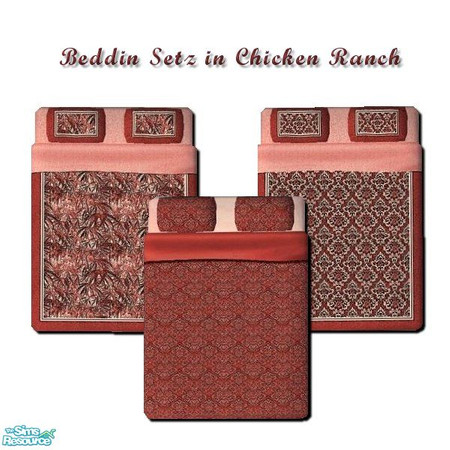Sims 2 — Beddin' Setz in Chicken Ranch by iwubu — Three bright and detailed designs for your comforter collections. Each