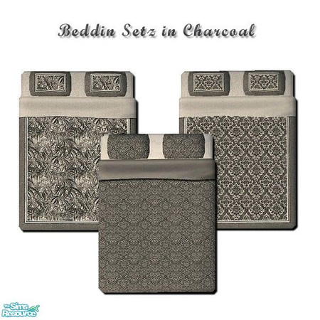 Sims 2 — Beddin' Setz in Charcoal by iwubu — Three bright and detailed designs for your comforter collections. Each