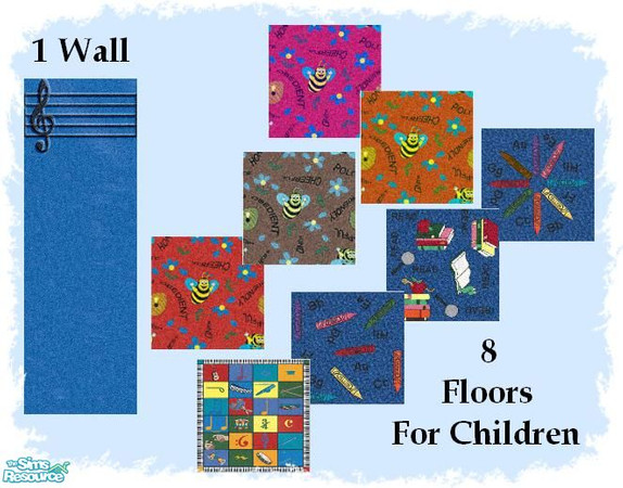 Sims 2 — A Noteworthy Collection for Children by Lorah — A noteworthy collection for children has 1 blue wall and 8