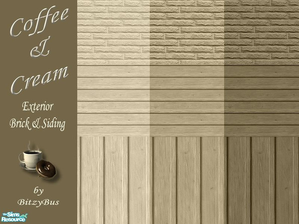 Sims 2 — Coffee & Cream Exterior Walls by Bitzybus — Brick and siding. **TSRAA Supporter* Free to use in TSR