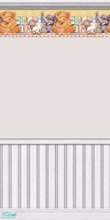 Sims 2 — Watching Over You - Border Beadboard Crown Kick by Cerulean Talon — Adorable wallpaper that features teddy and