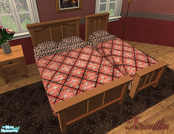 Sims 2 — Floral Charm Bedding - Peach Petals by Xandher — A pretty, floral bedding for your romantic sims. Textures are
