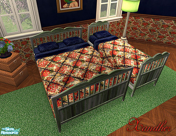 Sims 2 — Floral Charm Bedding - Red Island Floral by Xandher — A pretty, floral bedding for your romantic sims. Textures