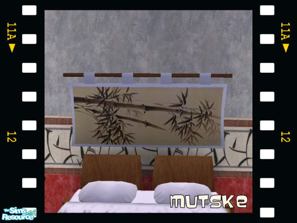 Sims 2 — Bamboo Bedroom Bed Hanging Pillow by Mutske — Recolor from the set "Bata Bedroom" by Sims 2 Play