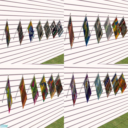 Sims 2 — Novelty Flag Set by countrysue — Decorative flags to beautify your Sim homes :) Thank you Gamerg for your