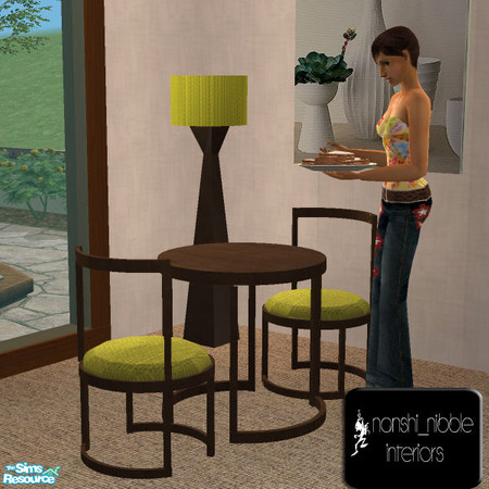 Sims 2 — West Elm Dining MESH dining table by Nanshi — New meshes and recolours to match 'I love blue' and 'small dead