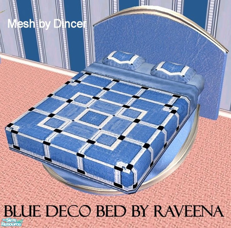 Sims 2 — Blue Deco Bed by Raveena — You need Dincer's mesh file. Download it below.