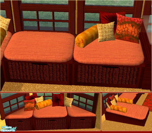 Sims 2 — WRed - Sun Room - Sectional Cushions by Simaddict99 — warm red and orange cushions for all sectional pieces