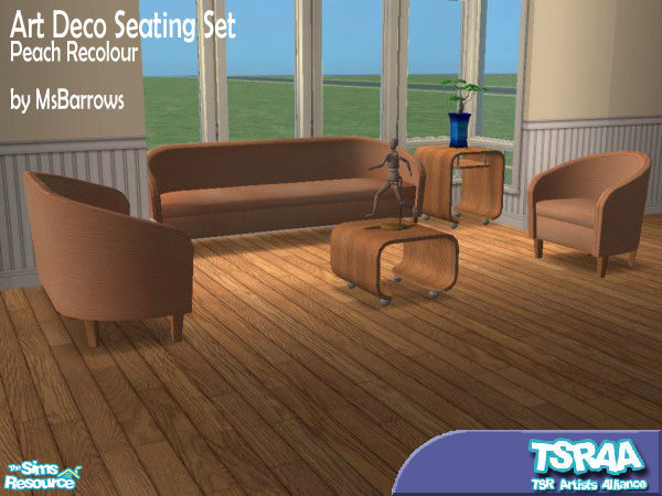 Sims 2 — MsB - Art Deco Seating - Peach Recolour by MsBarrows — Based on a Tub Armchair from the 1930's, this seating set